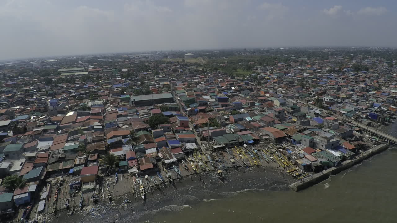 Philippines urban slum aerial view