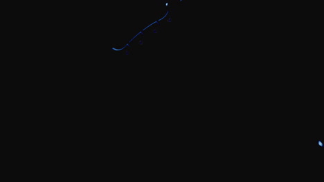 knives on the dark background and in blinking red and blue light are falling in slowmotion