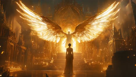 golden angel and throne room
