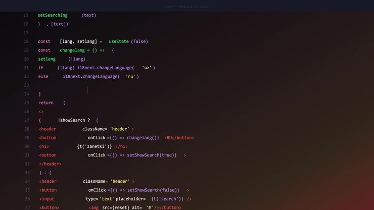 Software Developer Writing React Code in a Text Editor