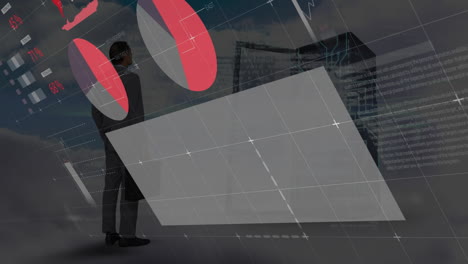 animación del procesamiento de datos financieros a través de un servidor informático