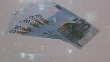 animatie van gegevensverwerking over bankbiljetten