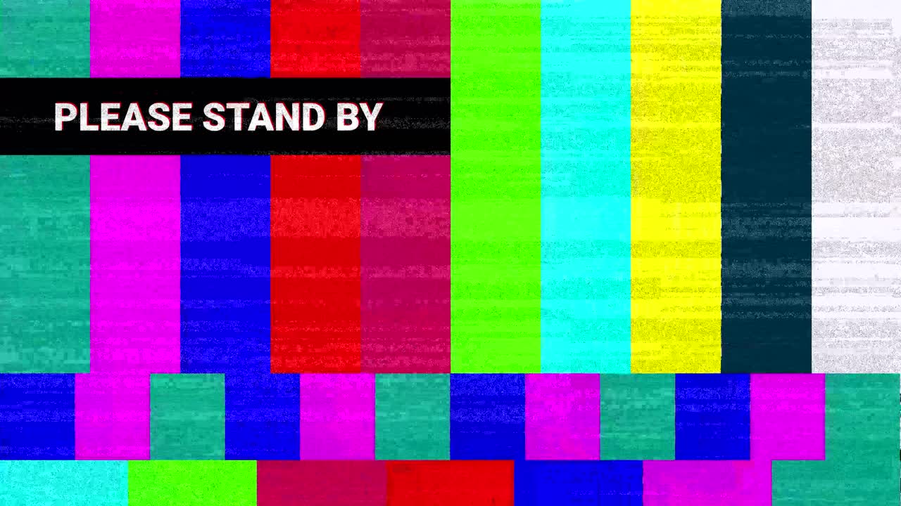 Glitching TV Test Pattern with Please Stand By Message