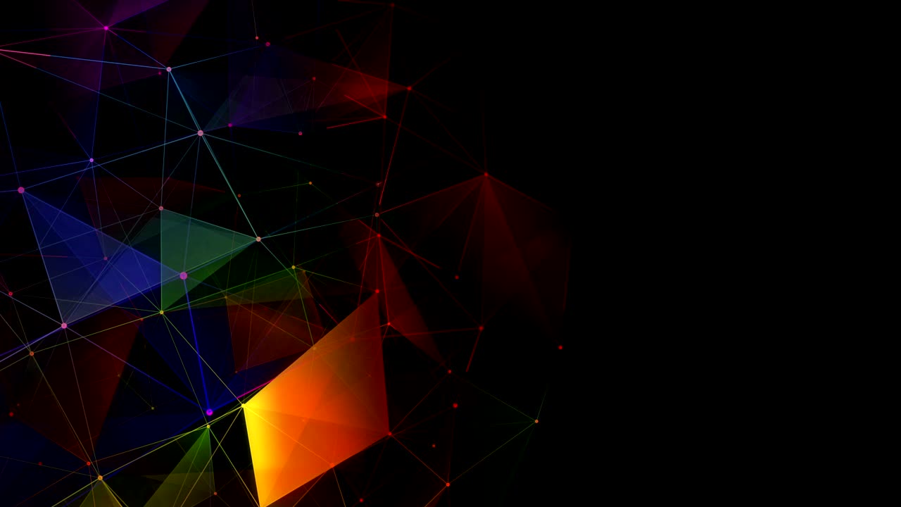 formas geométricas multicolores contra un fondo negro