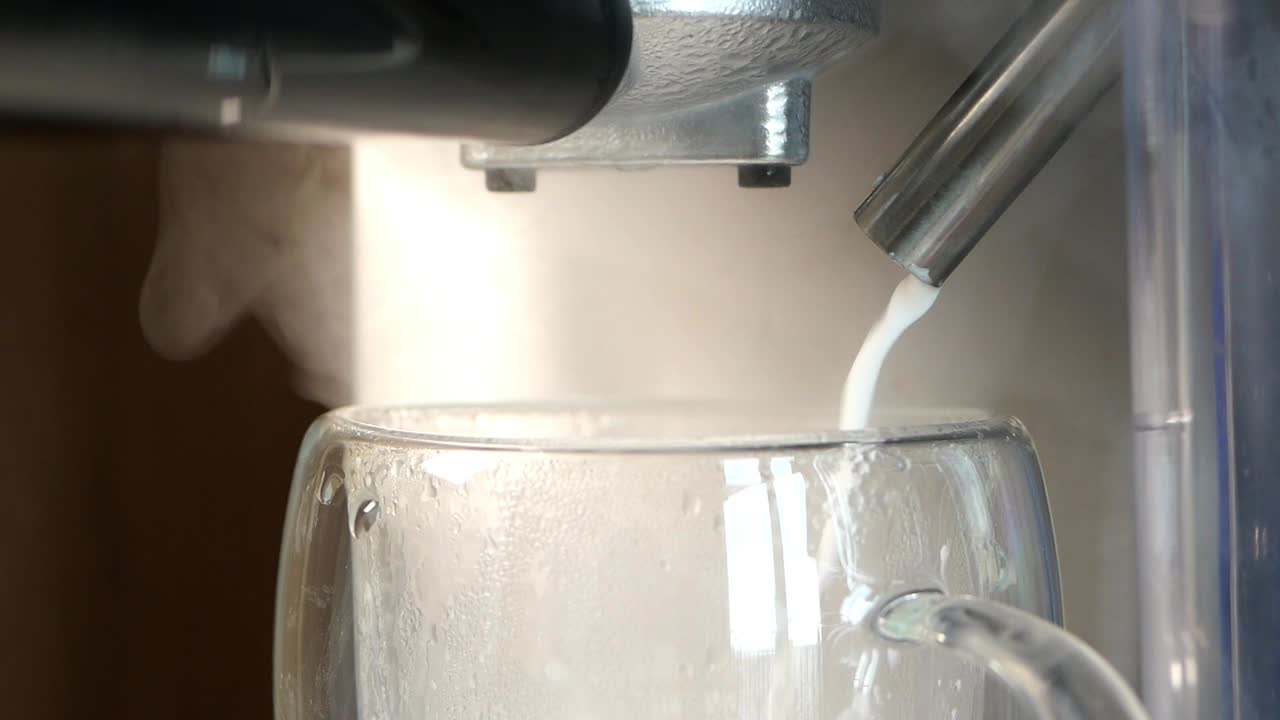 Preparing Coffee Drink with Coffee Machine