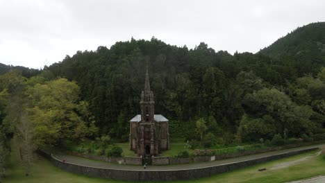 azores: aerial orbit capela de nossa senhora das vitórias, são miguel