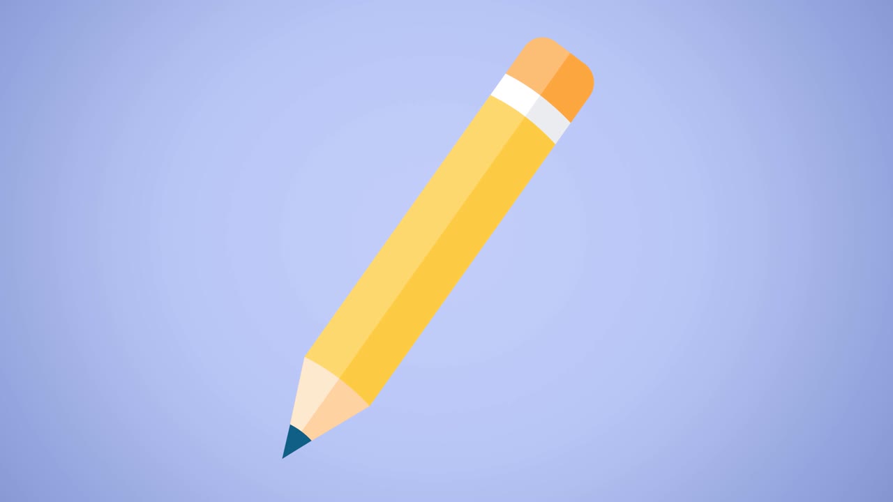 animación del icono del lápiz que se mueve sobre un fondo azul