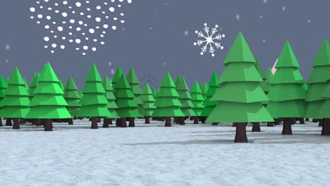 Animation-of-christmas-fir-trees-in-winter-scenery