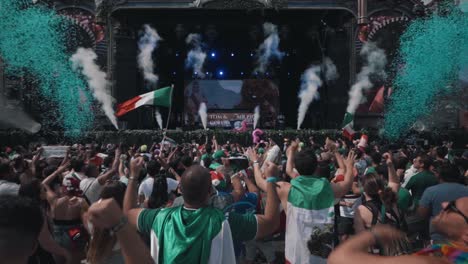 exploding glitter and smoke machine at a great gig on tomorrowland in boom, belgium.