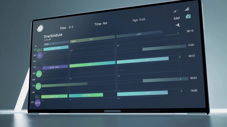 Digital Schedule Interface Displaying Real-Time Data on Screen