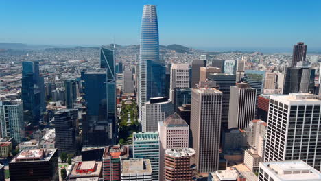 san francisco skyscrapers, aerial establisher pull out