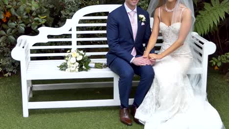 shot of bride - groom with wedding flower