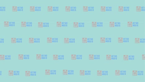 animation of multiple retro music text over blue background