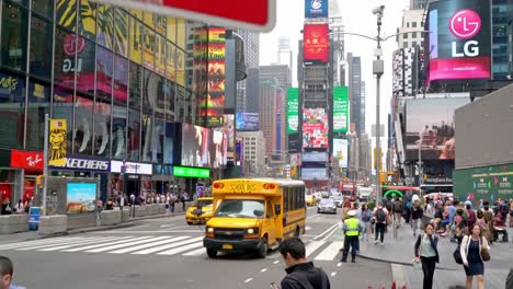 traffic and pedestrians on times square