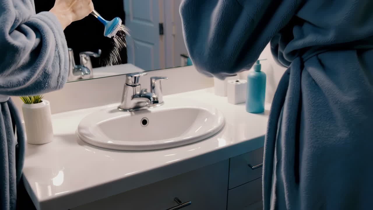 mujer limpiando el fregadero del baño