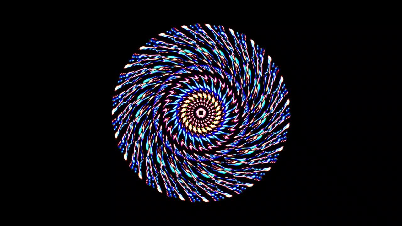 animated round shape of multicolor flashing lights, on a black background
