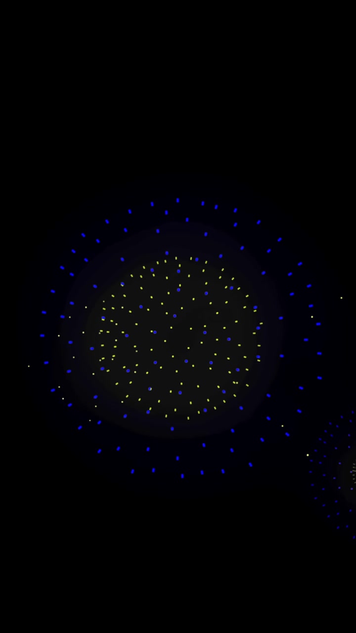 Animation of shapes and fireworks on black backrgound