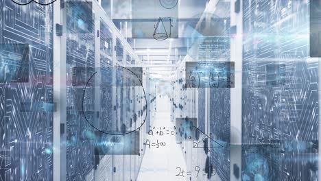 animation of data processing over server room