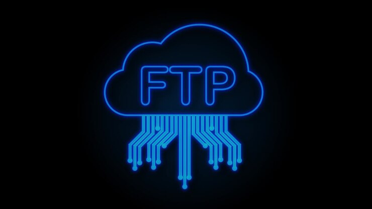 FTP file transfer icon. FTP technology icon. Transfer data to server. Motion Graphic