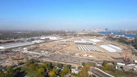 Nueva-Terminal-Aduanera-Para-El-Puente-Internacional-Gordie-Howe-Que-Está-En-Construcción,-Detroit,-Michigan,-EE.UU.