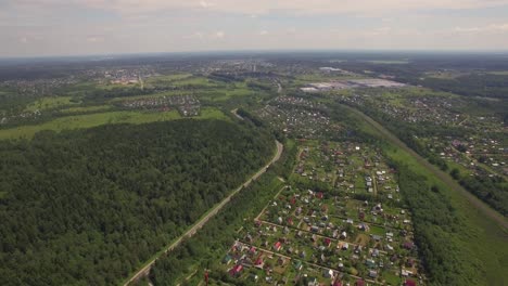 vista aérea de la comunidad de casas de verano de rusia