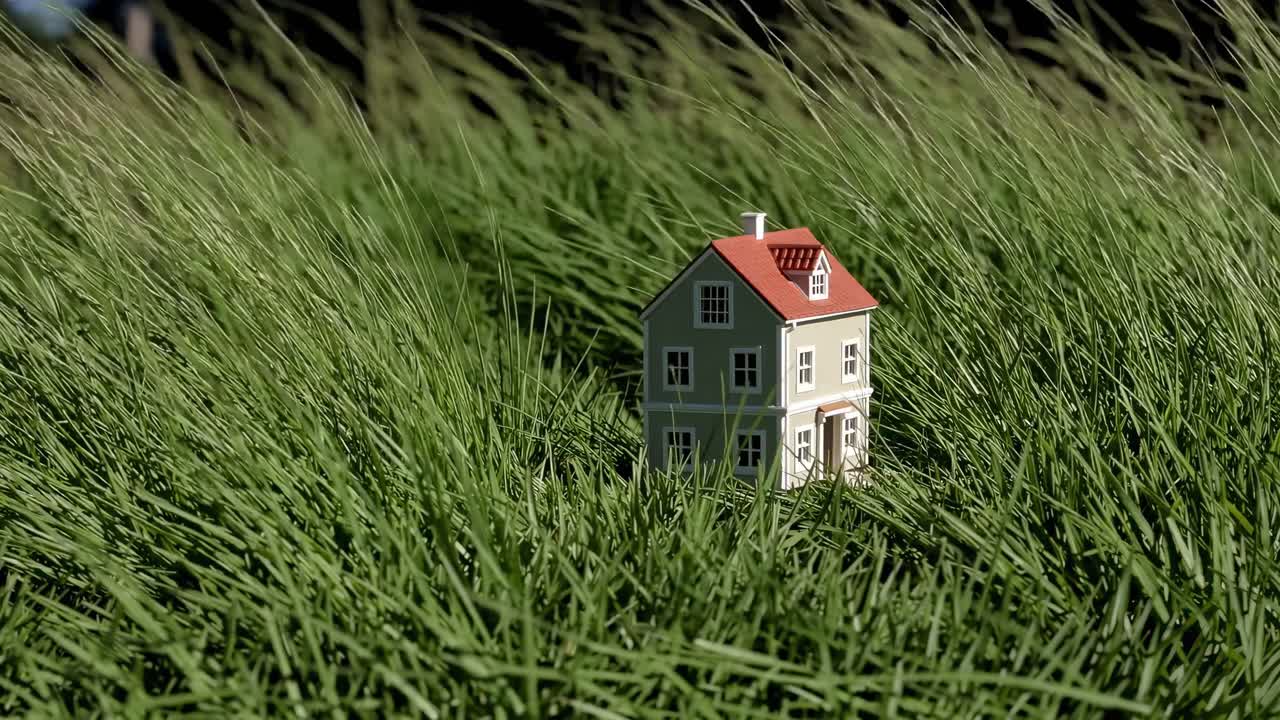 Small House Model in a Grassy Field