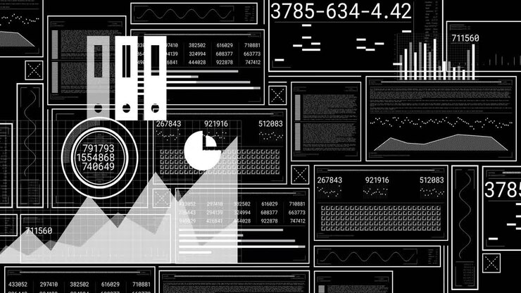 Animation of digital data processing over screens