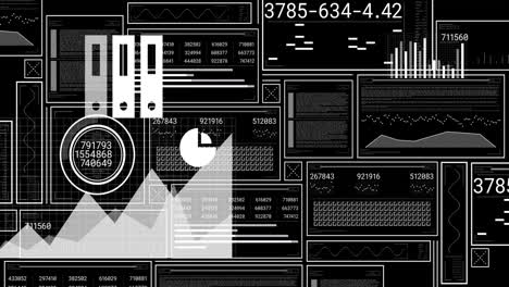 animación del procesamiento de datos digitales en pantallas