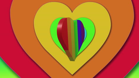 animación del corazón del arco iris sobre el fondo del arco iris