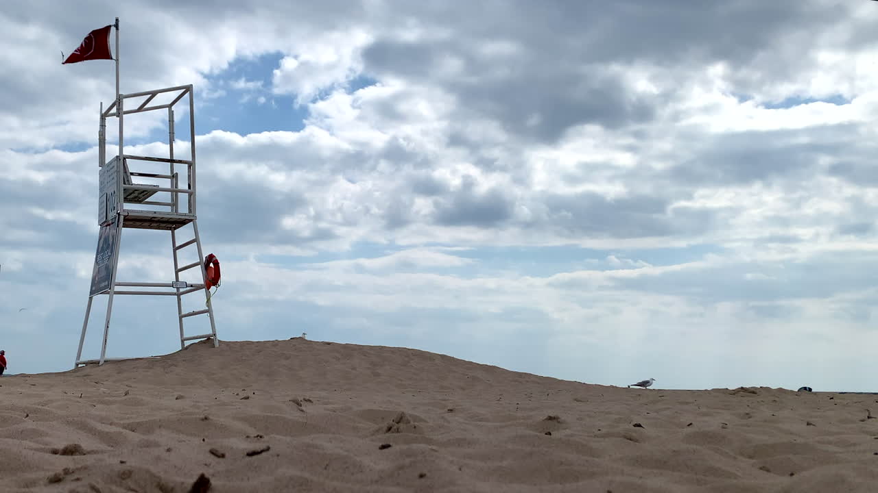 Lifeguard chair on beach w