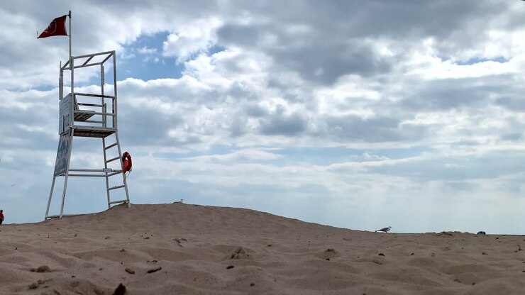 Lifeguard chair on beach w