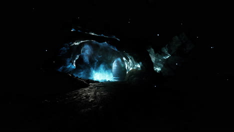 mysterious glowing cave in space