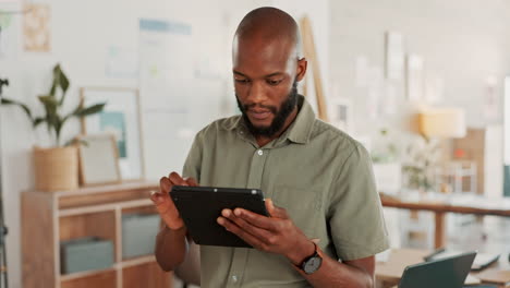 black businessman, tablet and digital marketing