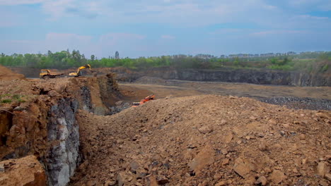 bulk material storage site. professional equipment working on mine production