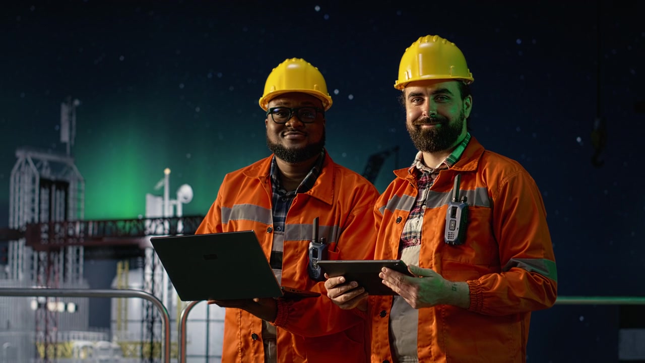 Monitoring fuel shortages, embargo and smiling offshore platform coworkers