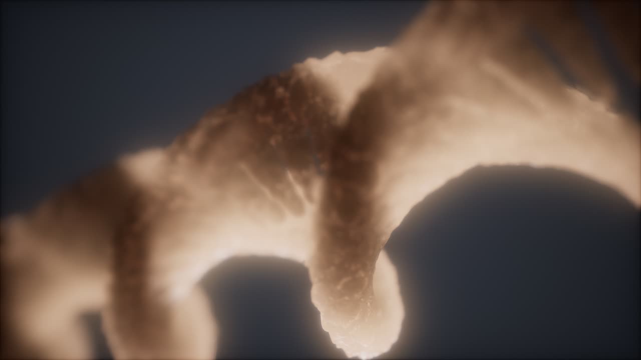 dna 가닥의 이중 루프 나선형 구조 클로즈업 애니메이션