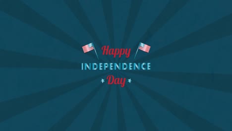 animación del texto del día de la independencia sobre un fondo azul