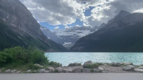 lake shore and trail in the mountains