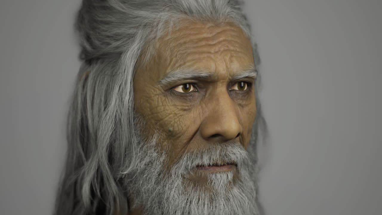 Elderly man with serene expression and detailed features