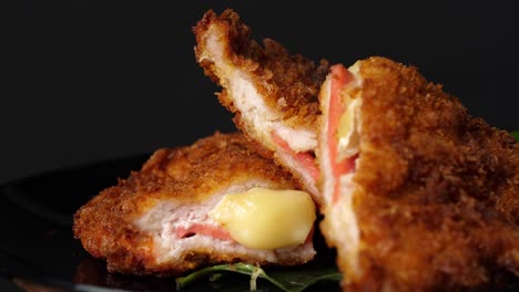 fried pork cutlet with cheese and ham