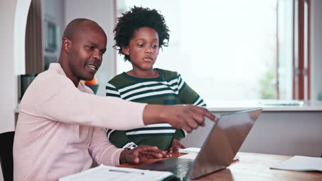 Child,-family-and-father-on-laptop-for-online