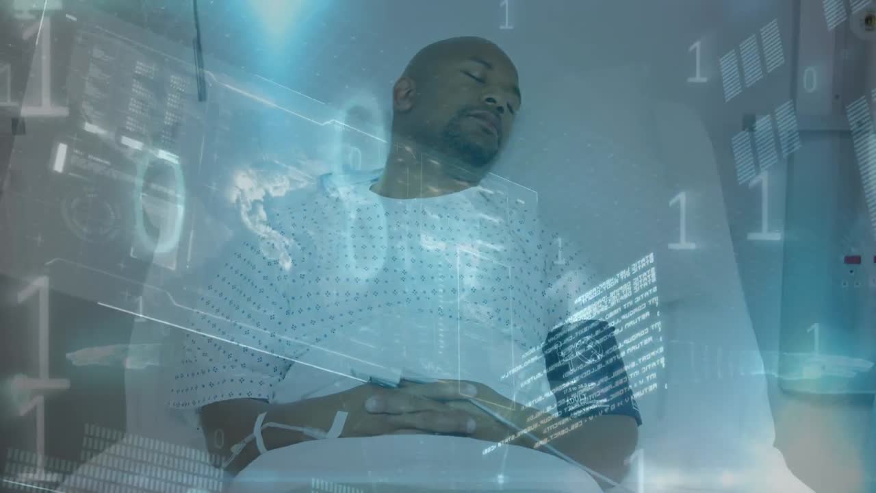 Animation of digital interface over african american patient