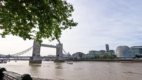 iconic bridge view with passing boats