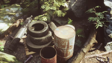 discarded-car-tires-in-the-forest