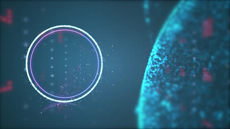 video en 4k de fondo futurista con partículas iluminadas y círculo.