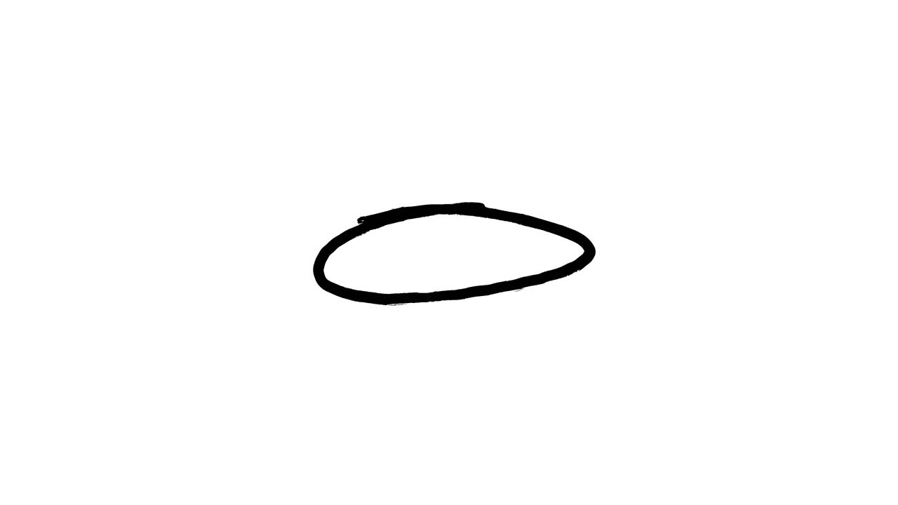 Animazione di disegno e cancellazione di una forma ovale disegnata a mano