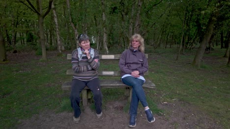 happy smiling female friends sit enjoying companionship among peaceful nature