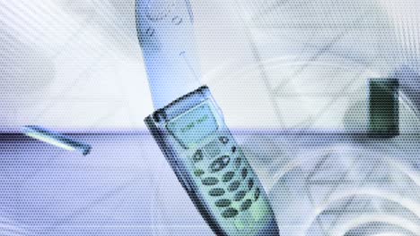 motion background showing telecommunication equipment like satellite broadcasting station fiber optics cable smart phone internet television