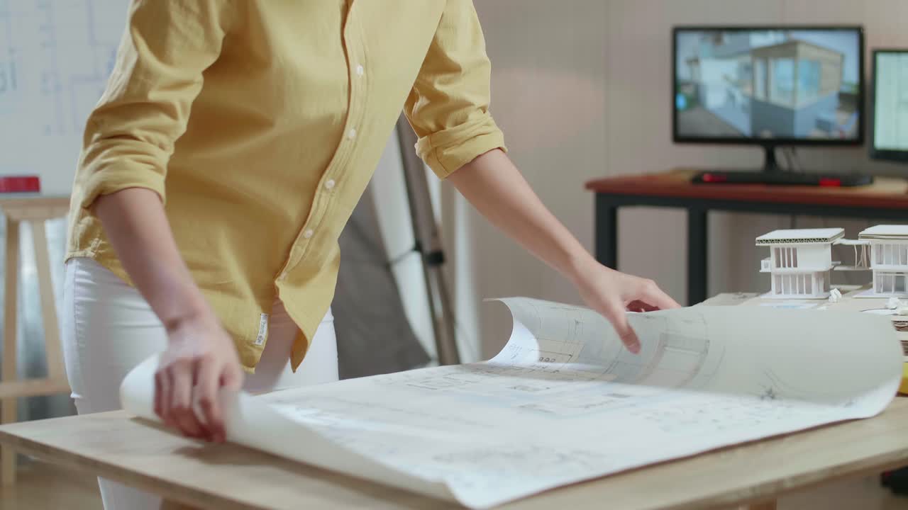 Woman Architect Working on House Plans