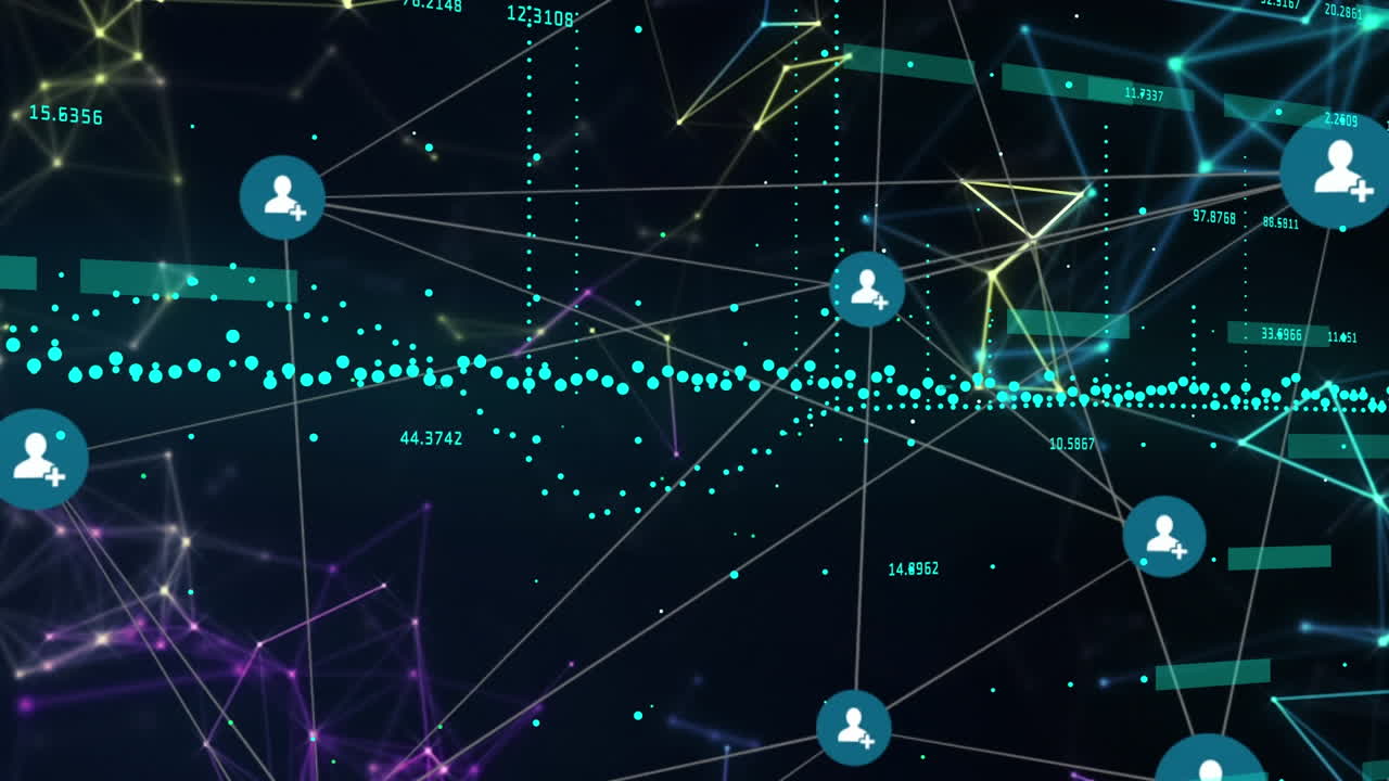Animation of network of connections on digital background